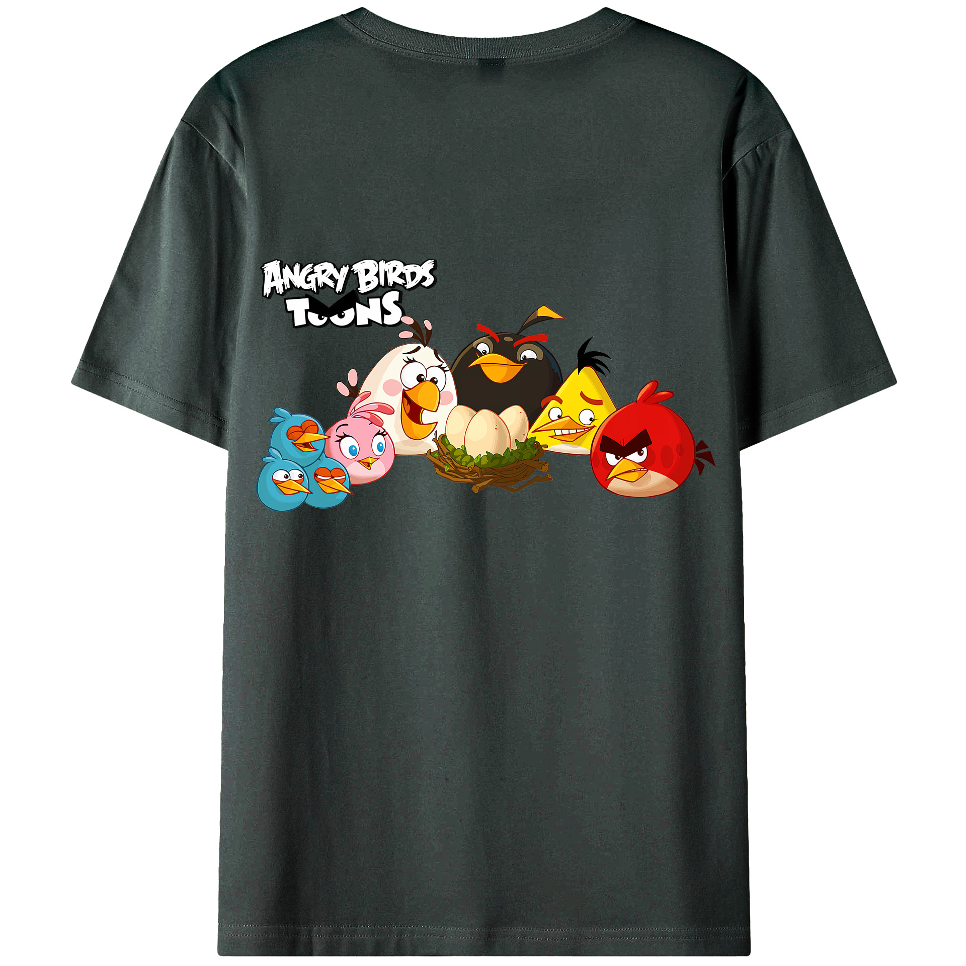（画像用） Angry Birds アングリーバード 綿100％ メンズ半袖Tシャツ（バックプリント） 通気性